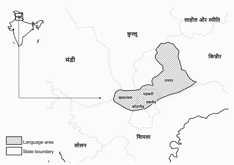 बुशहरी भाषा रो मानचित्र